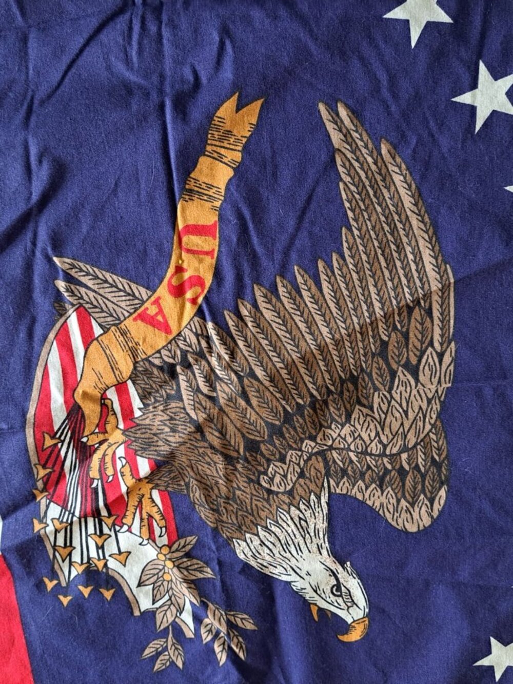 Vtg 1991 Fabric Traditions Bald Eagle USA Flag Panel 34"x44" Banner Patriotic - Picture 3 of 7